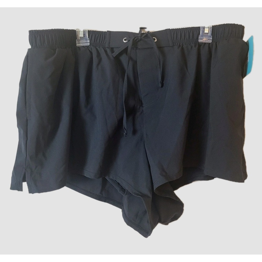 Bal Harbour Swim Shorts Women's 1X black Taslan plus sport gym brief tie pockets